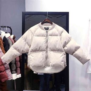 Han Edition Harajuku Cotton-wyściełana kurtka zima krótki akapit down bawełna wyściełane ubrania kobieta zrelaksowany joker chleb chic c 210916