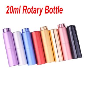 20ml roterande aluminium parfymflaska Spray Rotary Atomizer Portable Cosmetic kan fylla tomma glasbehållare Kosmetiska flaskor Support Logo anpassad