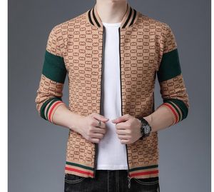 Men's Sweaters 2021 Fall New Men' Zipper Knit Cardigan Tide Brand Casual Baseball Collar Long Sleeve Sweater