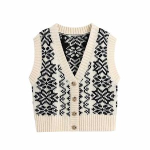 Vinter Kvinnor Sticka Cardigan Sweater Vest Casual Fashion Vintage Woman Sweaters Stickad Top 210709