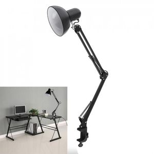 Bordslampor Svart Flexibel Swing Arm Clamp Mount Lamp Office Studio Hem Desk Light