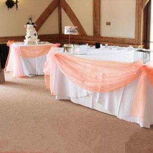 10 m * 1.35m perzik kleur pure swag diy organza swag stof voor bruiloft decoratie, achtergrond gordijn en tafel decoratie SH190923