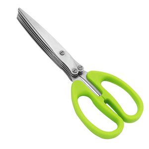 5 Layers Kitchen Scissors Bar Stainless Steel Cooking Tools Sushi Shredded Scallion Cut Herb Spices Knives 19.5cm*7.5cm