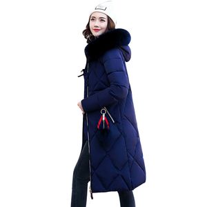5XL 여성 겨울 길이가 아래로 코트 플러스 사이즈 따뜻한 탑 2022 캐주얼 모피 목 두꺼운 면화 후드 워드 하 재킷 한국어 오버 코트 코트
