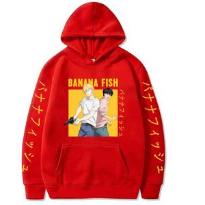 2021 Harajuku Banana Peixe Unisex Hoodies Japonês Anime Manga Impresso Capuz dos homens Streetwear Casual Sueter H1227