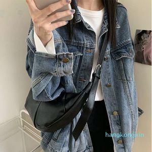 Neue Damenmode Weiches Leder Hobos Tasche Multilaterale Sperrholz Finger Schulter Umhängetasche Tassen Rits Effects Taschen mit breitem BandKX49