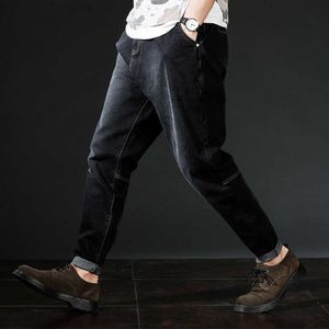 2019 homens primavera outono solto jeans streetwear calças calças jeans grandes tamanhos homem coreano moda homens jeans nine-yard hallen calças y0927