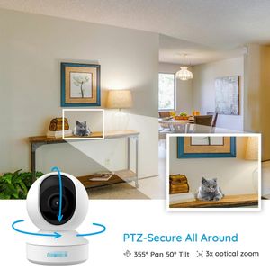 5MP PTZ Home Security Câmera WiFi 2.4G / 5G 3X Pan / Tilt 2-Way Audio Indoor SD Card Slot Acesso Remoto E1 Zoom