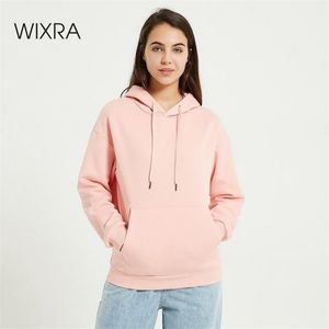 Wixra höst kvinnor mode hoody sweatshirt hajuku solid vår dam hoodie lös långärmad kvinnlig avslappnad plus pullover 210803