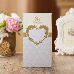(20 adet / grup) Aşk Kalpler Gümüş Düğün Davetiyesi Kart Kırmızı Evlilik Davetiyeleri Parti Dekorasyon CX061W için Zarf Ile