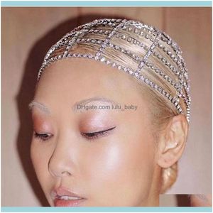 Pannband juvelymulti-lagring kristall brud hårband huvudbonad huvudkedja smycken för kvinnor bling strass elastiskt pannband hår aessory