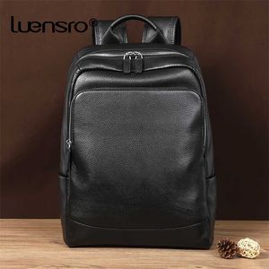 Mochila Cowskin 100% Couro Genuíno Natural Masculina Mochila Mochila de Grande Capacidade para Menino Bolsa para Laptop 202211