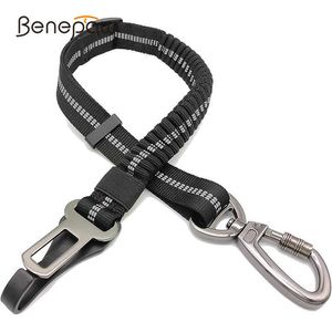 BenEPAW Ajustável Cinto do Cão Cinto Aprimorado Carabiner Anti Choque Design Elástico Bungee 2-em-1 Cinto de Carro para animais de estimação para Travel Seatbelt 211006