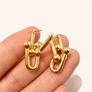 Luxury Fashion U Shape Stud Earring Design Rostfritt stålkedjelänkörhängen för kvinnor Man Wedding Party Jewelry