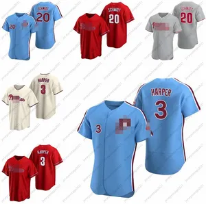 Vintage Baseball Jerseys Bryce 3 Harper Mike 20 Schmidt 2021 Homens Mulheres Juventude 