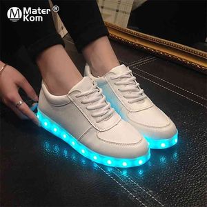 Size 27- Adult Unisex Womens&Mens 7 Colors Kid Luminous Sneakers Glowing USB Charge Boys LED Shoes Girls Footwear Slippers 210914