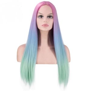 Wigs in European and American Fashion leisure cosplay vary gradually long temperament, straight hair, curly hair, dance party, dyed wig