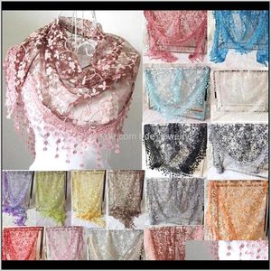 Envolve os chapéus, luvas Aessórios de largura de gracejo de lenço de lenço de moda feminina tassel lace grace senhoras cor símbolo xaile chiffon macio oco trabalho