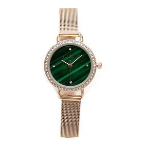 ファッションデザイナーの気質女性のメッシュリボン時計ラインストーンステンレススチールベルトカジュアルな女の子の腕時計韓国の水晶屋外のビジネス腕時計