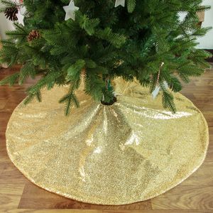 Sparkly Tree Skirt Christmas Tree Decoration Fabric Carpet Round Gold Sequin Christmas Tree Mats Beautiful Photography Props