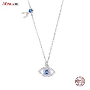Evil Eye Necklace Women Blue Main Stone 925 Sterling Silver Statement Necklaces & Pendants Long Chain Turkish Jewelry Making