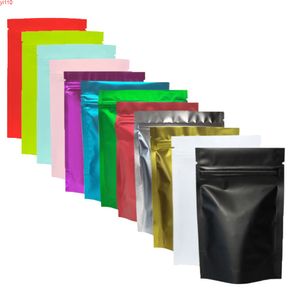 Multi tamanho preto / dourado / verde / rosa / de prata Armazenamento Ziplock Gusset Bag Sealing Metallic Mylar Zip Lock Stand Up Bags 100pcsgoods