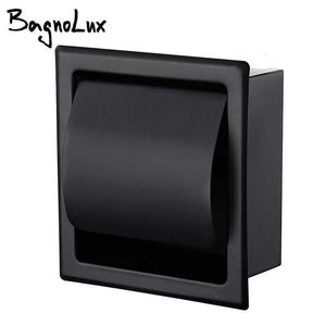 Paper Holders Modern Wall Mount Matte Black 304 Stainless Steel Bathroom Toilet Holder WC Roll Tissue Box 2248MB 210709