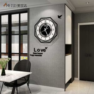 Meisd Polígono Relógio de Parede Criativo Design Moderno Watch Wall Preto Pendurado Horloge Decoração Home Sala de Cozinha 211110