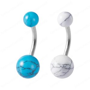 Stone Round Navel Ring Barbell Belly Button Rings Bar Belly Piercing Dangling Ombligo Studs Men Woman Sexy Body Jewelry