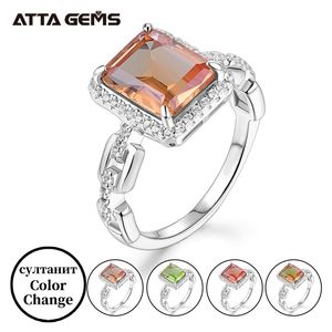 Attagens Sultanite Gemstone Ring para Mulheres Sólidas 925 Sterling Silver Jewelry Baguettes 5 * 7 Engagement Chegada 211217