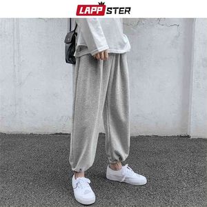 LAPPSTER Uomo in cotone tinta unita Pantaloni stile harem Uomo coreano Moda Harajuku Jogging Coppia Allentato Nero Casual Sudore 210715