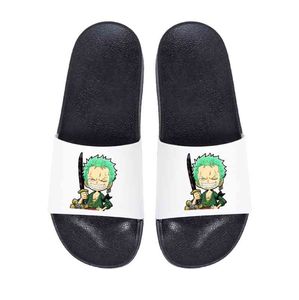 Erkekler Slayt Kaymaz Japon Anime Tek Parça Luffy Erkek Terlik Çevirme Yaz Plaj Kadınlar Ev Banyo Sandalet Açık Y0427