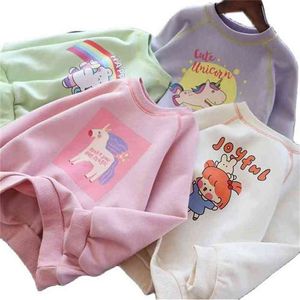 Dziewczyny wiosna i jesień cienki z długim rękawem Koreańska bluza kreskówka dla dzieci P4666 210622