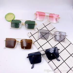 fashion metallic children sunglasses Trendy square frame cool Kids adumbral glasses personality children beach outdoor goggles D080