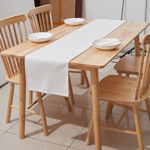 5 pçs corredor de mesa sublimação diy branco em branco algodão linho longo jantar toalha de mesa