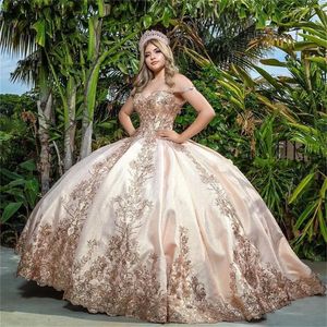 2022 Pink LACE Abiti Quinceanera Ball Gown Formal Prom Abiti da laurea Princess Sweet 15 16 Dress