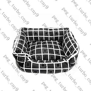 Svart Vit Plaid Kennels Dog Bed Brev Logo Pet Kennel Pennor Stora Små Dogs Bäddar Tillbehör