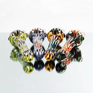 Colorful Handmade Wig Wag Pipes Pyrex Vetro spesso Dry Herb Tabacco Fumo Handpipe Oil Rigs Design innovativo Portafiltro Decorazione di lusso DHL