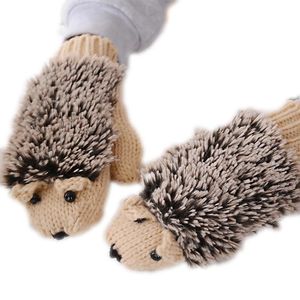 Heat Gloves venda por atacado-Cinco dedos luvas inverno dedo inteiro para mulheres meninas novidade desenhos animados tricotar mitenes espessos mitenes macio ouriço esqui aquecido pulso
