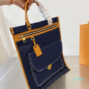 2021 Top Quality Designer Classic Brand Shopping Bags Women Handbag Totes Fashion Patchwork Color Denim Canvas Handbags
