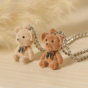 Collana con ciondolo orso simpatico cartone animato per donna, ragazza, moda, orso di peluche, maglione lungo, collane, gioielli con catenina e tendenza hip-hop