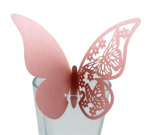 Hurtownie Puchar Papier Miejsce Siedzenia Ślubne Dla Szkła Wina Favors Home Escort Party Butterfly Card Decor Dekoracje Karty NUPDD 1499 T2