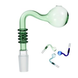 14mm Male Joint Glass Oil Burner Pipe Smoke Pipe Thick Bent Screw Thread Tobacco Bowls Hookahs Shisha Bong Adapter Pipes Smoking Tubes Nail Burning Jumbo Accessories