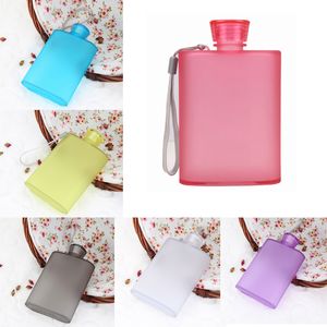 Frosted Hip Flasks Wine Cup Drinking Bottle 400ML Creative Kettle Food Grade Plastic Outdoor Travel Mugs 6 Color