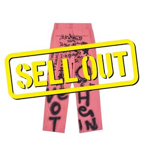 IEFB Men's High Street Hip Hop Fashion Straight Denim Pants Graffiti Printing Loose Straight Jeans Vintage Pink Trousers 9Y5580 210524