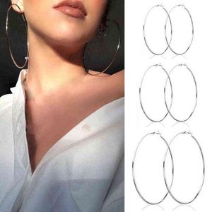 Women Fashion Large Circle Earring Silver Hoop Stylish Alloy Hot Sexy Casual Randomly G220312