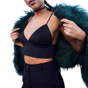 Varış Avrupa Moda Sütyen Kadın Kırpma Üst Slim Seksi Siyah Bralette Yelek Ladieswear Katı Spor Bralete Satış 210607