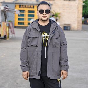 Jaquetas masculinas 2021 extra grande jaqueta de tamanho masculino solto com capuz multi-bag trench casaco casual moda