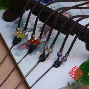 Hoogwaardige handgemaakte eenvoudige kristallen agaat ketting touw smaragdd amber granaat hanger trui keten ohjc