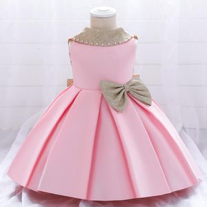 Dziewczyna Suknie Letnie Ceremonia Pierwsza Urodzinowa Dress Dla Baby Girl Ubrania Frezowanie Ślubna Princess Ball Suknia Party Infant Vestidos